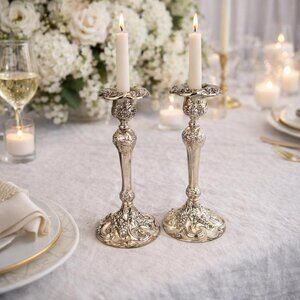 Vintage Godinger Set of 2 Taper Candle Holders 9”Tall